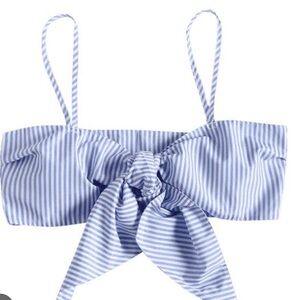 Fashion Nova Blue and White Striped Crop Top